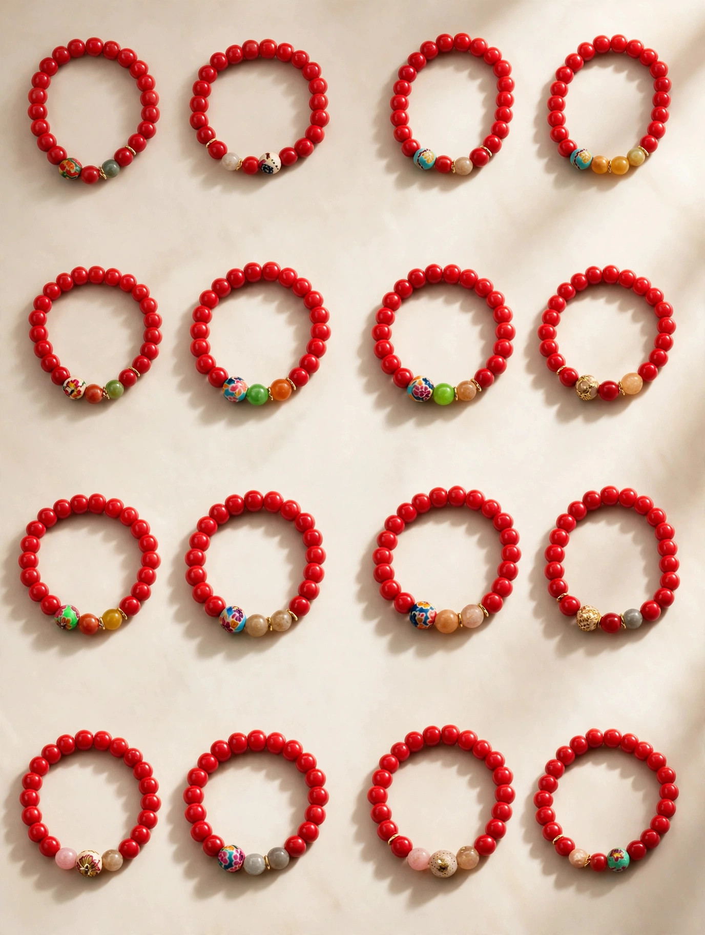 Twelve-Month Birth Flower Cinnabar Bracelet variants