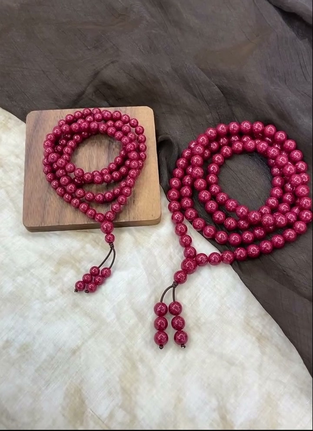 Translucent Cinnabar 108-Bead Mala