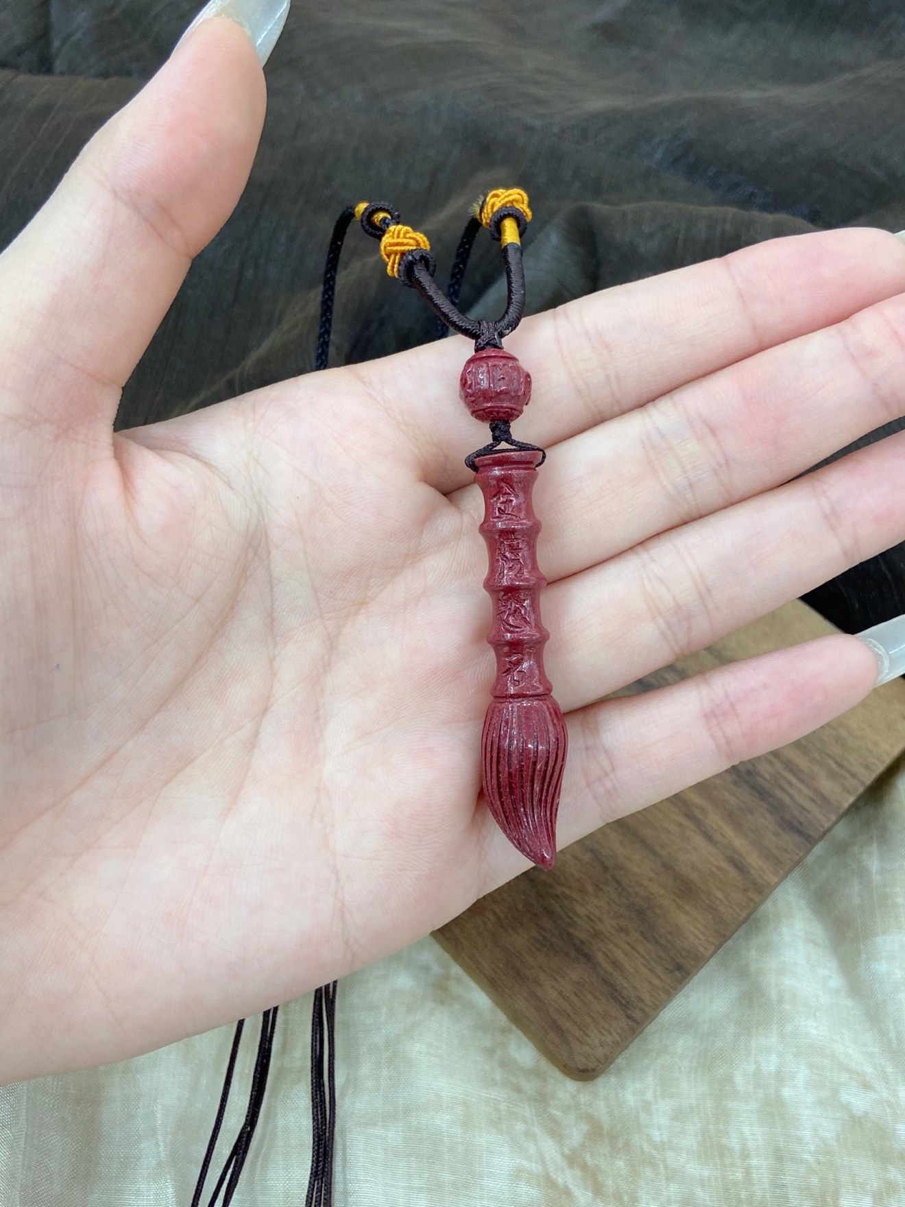 Cinnabar Wenchang Pen Pendant
