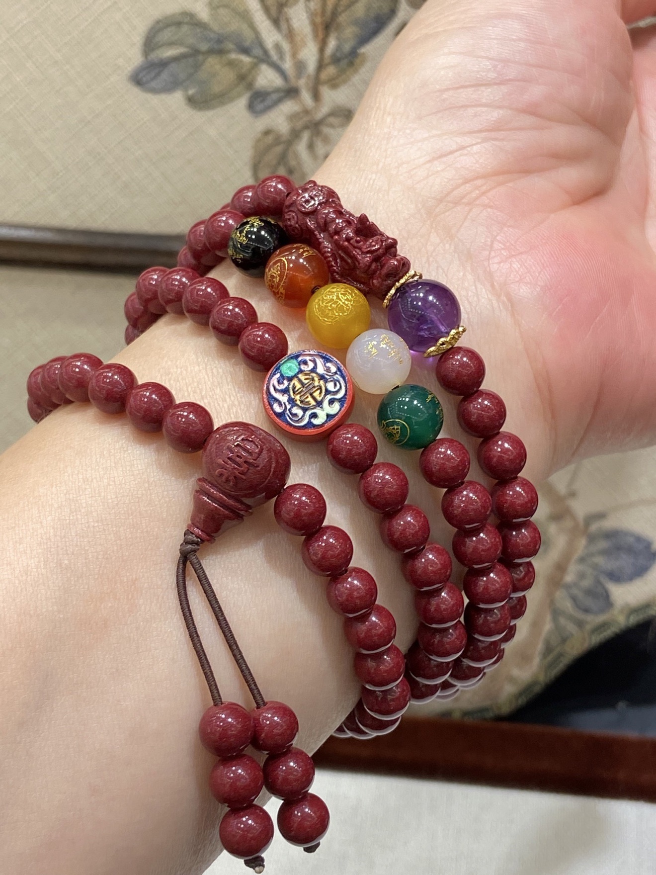 Purple-Gold Cinnabar 108-Bead Mala
