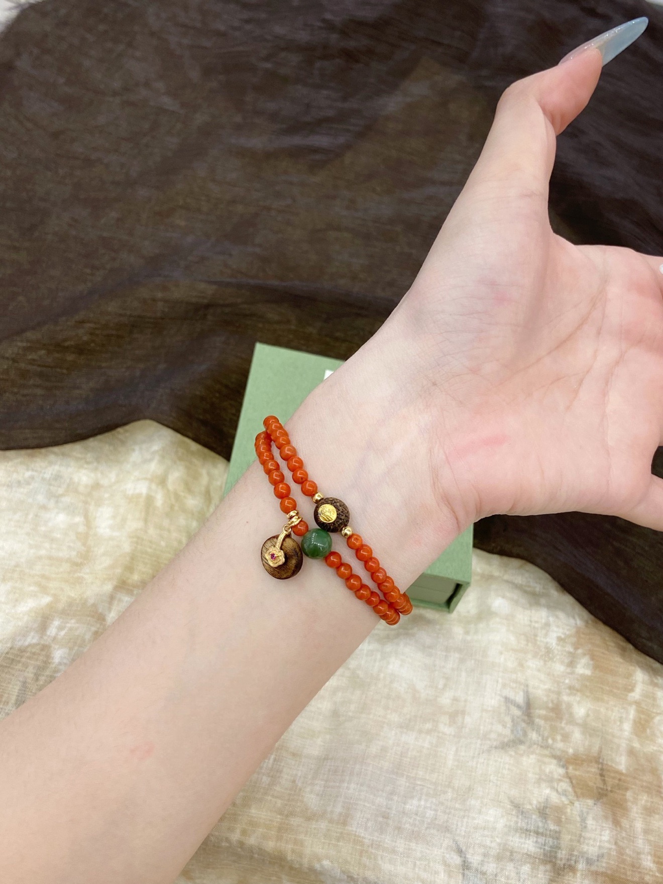 Nanhong Persimmon-Red Double-Wrap Bracelet