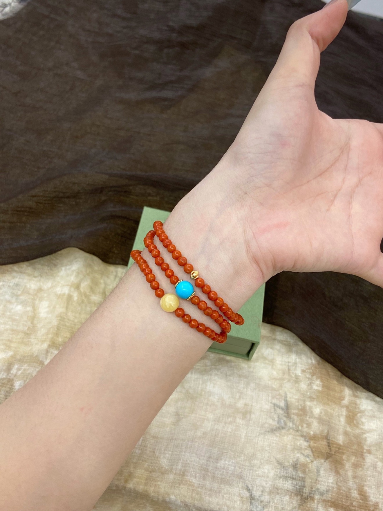 Nanhong & Beeswax Triple-Wrap Bracelet