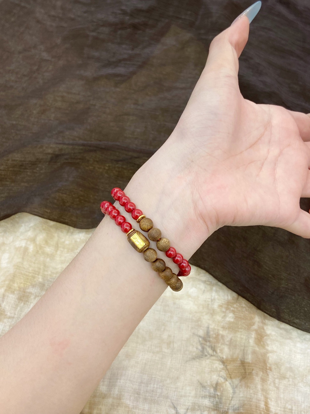 Cinnabar 'Shangshangqian' Double-Wrap Bracelet