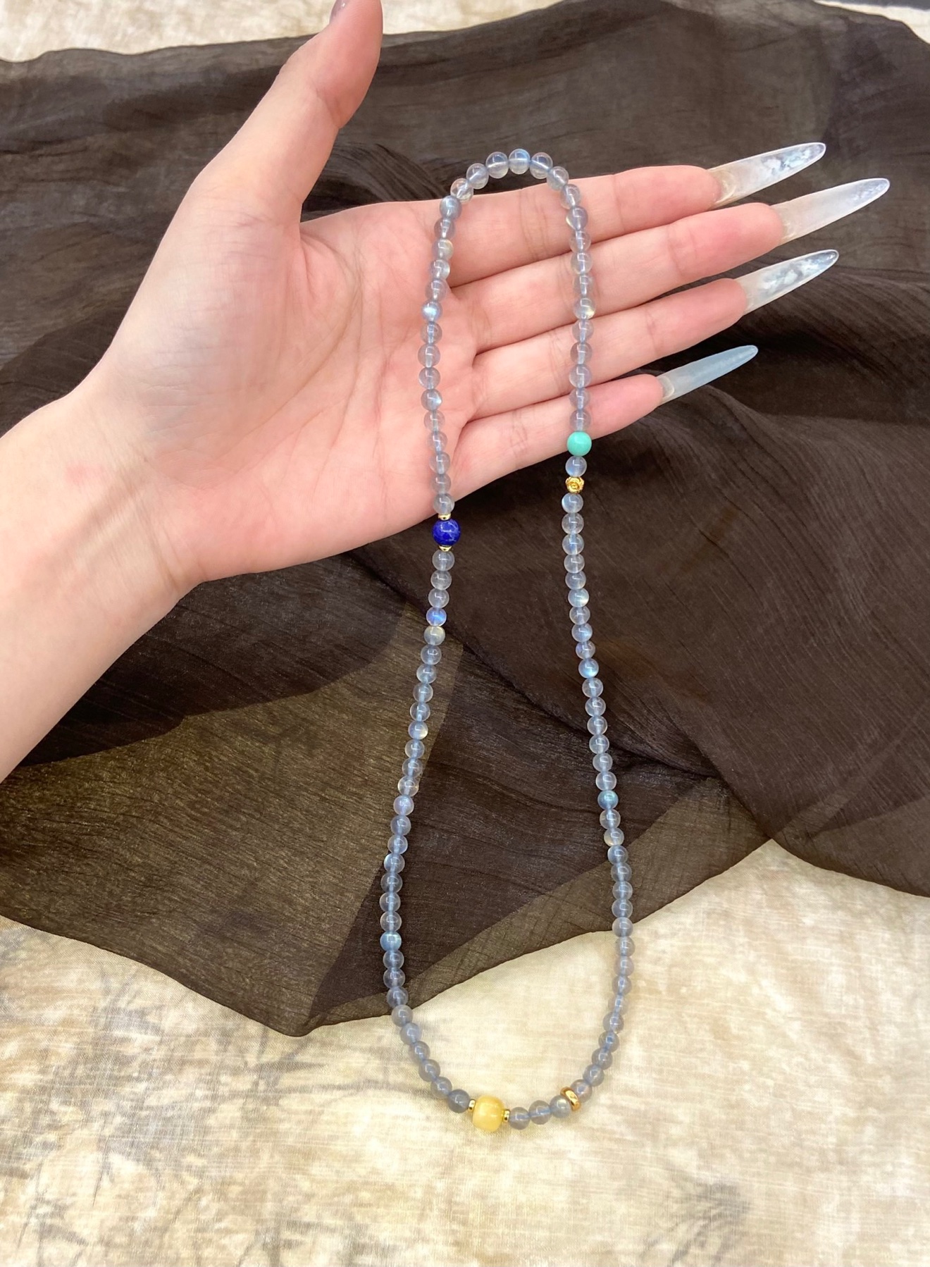 Gray Moonstone Multi-Wrap Bracelet